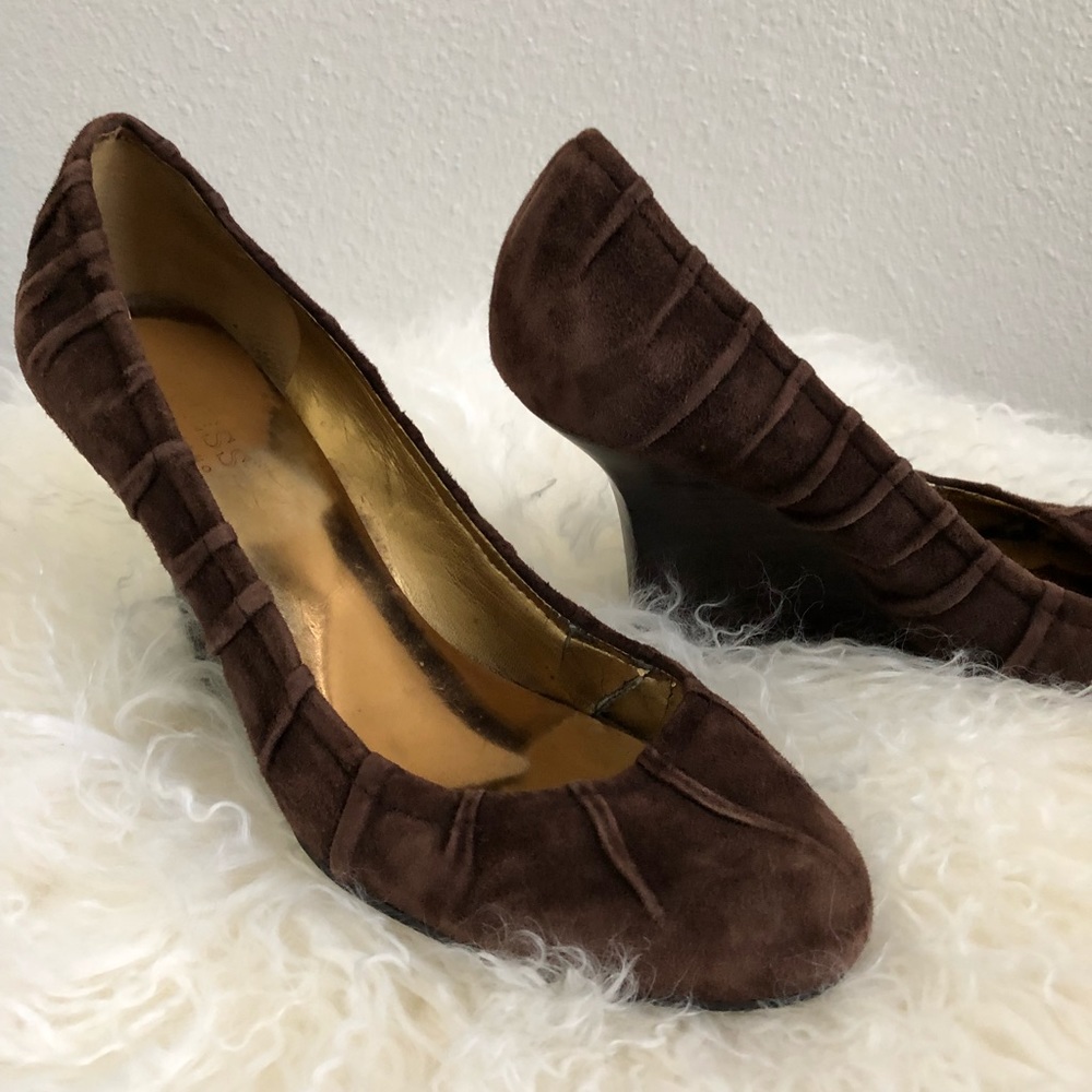 Brown Suede Wedge Heels